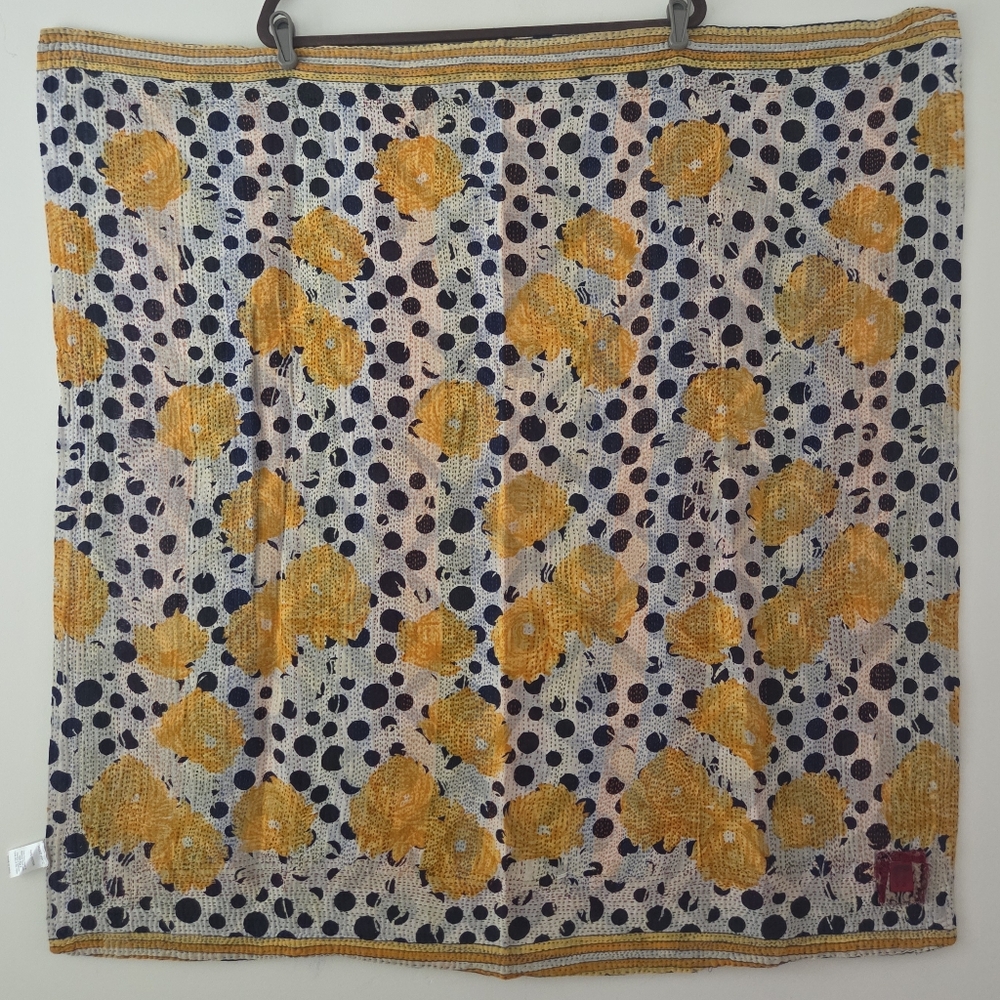 Mieko Mintz Cotton Kantha Stylish Reversible Scarf Wrap Square